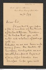 Nachlass Franz Steindachner, Brief von W. L. Sclater an Franz Steindachner (14.06.1899), Inv.Nr. 472.01, Seite 1